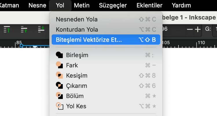 Bitmap nachzeichnen Menü